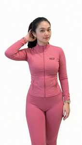 ONETEN APPAREL <b>Women</b> <b>Pink</b> Long Sleeve Zip Up Yoga Jacket Stand Collar Athletic <b>Top</b> - Product Image 1