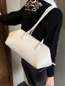 Sac à main pour femme en cuir véritable marron, poignée souple, design structuré - Product Image 4