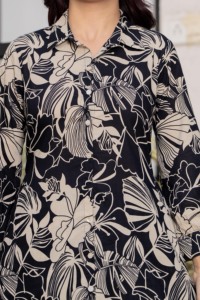 Premium Black Cotton Co-Ord Set for Women – Floral Tunic with Bottom - Product Image 6