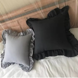 Square <b>Cushion</b> <b>Cover</b> with Ruffle Edge Solid Color Pillow Case for Home Decor Pillow Cases - Product Image 1