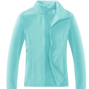 Light Blue Unisex Fleece Jacket Zipper Closure Stand Collar Warm Fur Fleeced <b>Sherpa</b> Jacket Breathable Knitted Outerwear Jackets - Product Image 3