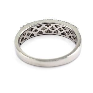 Bijouterie fine personnalisée 18 carats en or blanc massif 100% diamant naturel baguette conique large bague de mariage à mi-chemin pour femme - Product Image 3