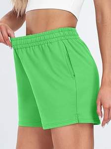 Shorts Deportivos de Mujer, Personalizables con Logotipo, Transpirables, de Secado Rápido, Cintura Alta, para Verano, Running, Gimnasio, en Algodón y Felpa Beige - Product Image 5