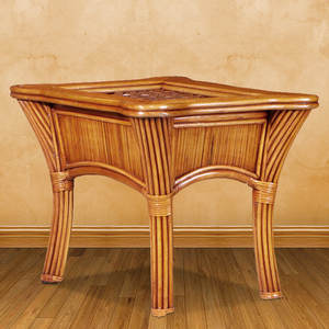 Coastal Living Room Furniture Glass Top End Table - Product Image 1