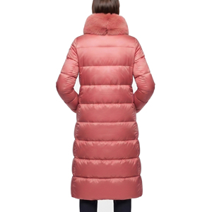 Abrigo largo acolchado de invierno para mujer con cuello de piel, grueso y cálido, de moda - Product Image 4