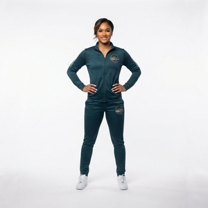 <b>Women</b> Solid Color Full Sleeve Zipper Tracksuit <b>Set</b> Sporty Regular Fit All Seasons Wear Breathable Knitted Polyester Cotton - Product Image 5