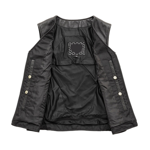 Women Genuine Leather Vest <b>Black</b> Casual Sleeveless V Neck Rhinestone Zip Up Biker <b>Waistcoat</b> Top Selling Fashion <b>Lady</b> Outerwear - Product Image 5