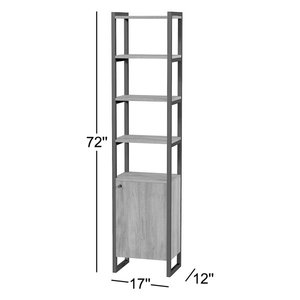 Bibliothèque Redford, haute et étroite, avec structure métallique, étagères en bois massif, meuble de rangement, style industriel moderne, pour salon - Product Image 2