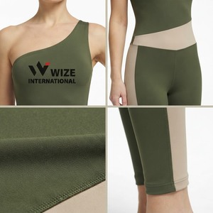 Combinaison de yoga asymétrique pour femme, taille haute, effet ventre plat, longueur intégrale, color block - Product Image 5