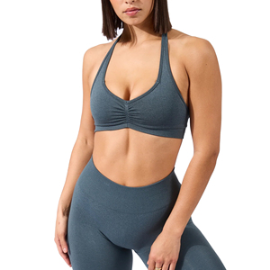 Sujetador Deportivo de Yoga para Mujer, Diseño Simple con Logotipo Frontal, Personalizado, Patrón Sólido, Material Spandex/Nylon, Alta Sujeción, Transpirable, Tallas Grandes - Product Image 1