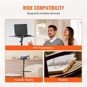 Supporto per Proiettore Regolabile in Altezza con 2 Ripiani e Ruote - Product Image 6
