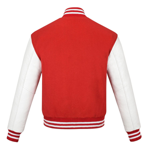 Veste universitaire pour homme, rouge et blanche, à manches longues, col rabattu, bouton unique, style décontracté d'automne - Product Image 3