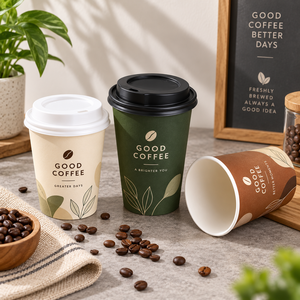 Gobelets à café en papier kraft biodégradable de qualité supérieure, à paroi simple, avec impression numérique - Good Things Brew Here - Product Image 4