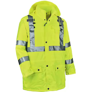 Best Seller Hi Vis Winter Hooded Canvas Reflective Breathable Workwear <b>Safety</b> Jacket Front Logo for Men's <b>Roadway</b> Night Work - Product Image 2