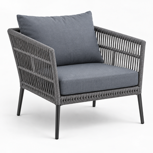 Moderno juego de sofás para patio exterior de 4 piezas con mesa de centro, muebles de ratán PE gris - Product Image 5