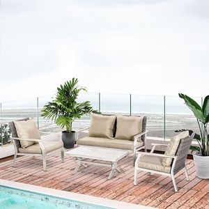 Sedia in Rattan di Alluminio per Arredamento Esterno, Set da Giardino in Materiale PE per Patio e Uso Ospedaliero - Product Image 1