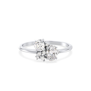 Anillo de compromiso REYES de oro macizo de 14 quilates con múltiples piedras de moissanita, certificado por GRA, regalo de aniversario, joyería fina para mujer - Product Image 2