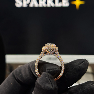 Radiant Cut Iced Out Moissanite <b>Ring</b> 925 Sterling <b>Silver</b> 14K Gold Plated Luxury Hip Hop Jewelry for <b>Men</b> Women Engagement - Product Image 3