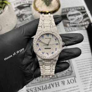 Reloj de Pulsera Modelo Slim Iced Out de Acero Inoxidable con Diamantes de Moissanita, Estilo Hip Hop Unisex, Diseño de Lujo, Regalo - Product Image 3