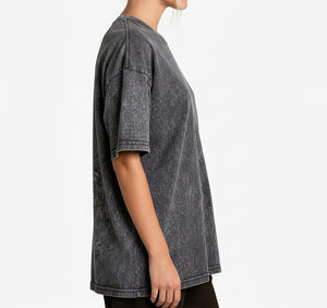 Camisetas de Mujer con Cuello Oversize, 100% Algodón, Lavado Ácido, Personalizadas OEM ODM, Logotipo Impreso DTG, Secado Rápido, Verano - Product Image 3