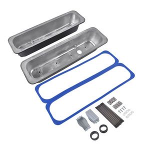 Black Finned Tall Valve Covers 3 11/16\" Height Center Bolt for Chevy SBC 305 350 450 5.0L 5.7L Engine Premium Valve Parts - Product Image 4