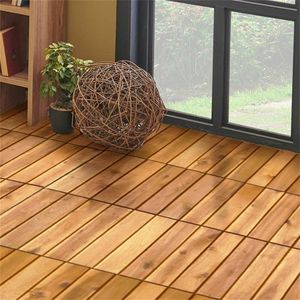 27 pz Piastrelle a incastro multifunzionali in legno di acacia da 30x30 cm per esterni, modello fai-da-te con bordo scanalato per decking da giardino - Product Image 2