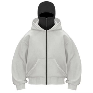 Sudadera con capucha unisex de algodón 100% con cremallera completa, estilo vintage, oversize, para hombre, venta al por mayor - Product Image 3