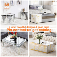 Vente à chaud table basse miroir vieilli de luxe avec pied en métal