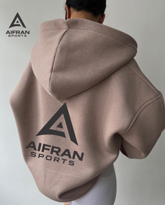 AIFRAN Sweat-shirt à capuche oversize pour femme, col en V, en coton tricoté délavé, épaules tombantes, grande capuche, pull streetwear d'hiver - Product Image 2