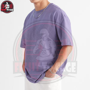 Nouveauté T-shirts pour hommes Street Wear lavande à manches tombantes, 100% Coton, Col Rond, Couleur Unie, Grande Taille, Personnalisables - Product Image 4