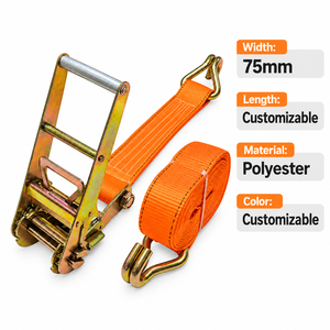 Sangle d'arrimage à cliquet professionnelle de 75 mm, 8000 kg, polyester haute ténacité avec crochets métalliques pour la sécurisation des charges lourdes - Product Image 4