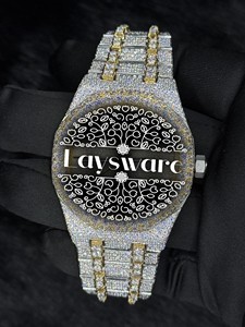 Luxury Stainless Steel VVS Moissanite Analog Glass Sapphire Crystal Mechanical Unisex Wrist Watch Design - Product Image 1