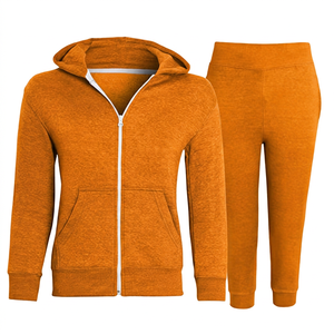 Ensemble de survêtement unisexe bleu à capuche zippé, coupe ajustée, couleur unie, avec pantalon et sweat-shirt longs à poches latérales, idéal pour l'été - Product Image 2