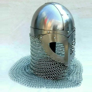 Hand Forged Viking Helmet Full Aventail Norman Medieval Warrior Reenactment Antique Headgear Mild Steel Armor for Halloween Part - Product Image 4