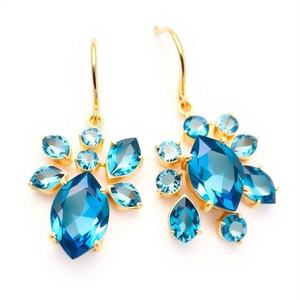 Natural Gemstone Women Jewelry 925 Sterling <b>Silver</b> 18K Gold Chandelier Earrings Destiny Jewellery - Product Image 4