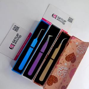 Pinces à cils texturées de haute qualité avec grip diamanté, couleur personnalisée, courbées en L à 90 degrés, boîtes magnétiques imprimées - Product Image 3
