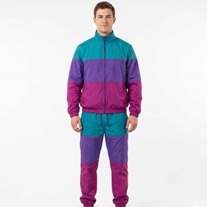 Unisex Customizable Quick Dry Nylon 2 Piece Tracksuit Hooded Zip up Windbreaker <b>Jacket</b> Pants Color Block Reflective Striped - Product Image 1