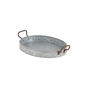 Plateau de service ovale en métal avec poignées en cuivre, design vintage, durable pour la maison, plateau de service pour la table à manger - Product Image 5