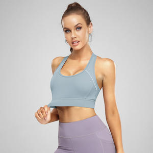 Sujetador deportivo para mujer con relleno, espalda abierta cruzada, top de yoga nude, ropa de gimnasio - Product Image 3