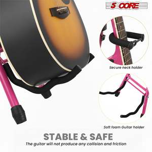 5Core Guitar Stool 3.15" Padded Chair Foldable Heavy Duty Music Seat Built in <b>Foot</b> <b>Rest</b> Guitar Stand - Product Image 3