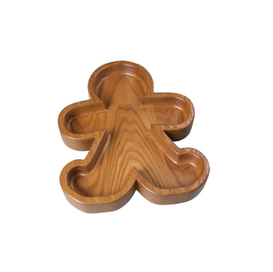 Plateau de service en bois artisanal en forme de club, avec design multi-compartiments, organisateur écologique pour collations et condiments. - Product Image 6