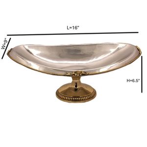 Tazón de Servir Clásico de Metal, 16x9x6.5 Pulgadas, Pulido, Hecho a Mano, Plato Decorativo para Servir Comida en Bodas, Tazones con Pedestal para Uso en la Cena - Product Image 1