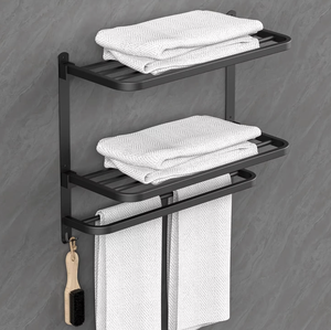Collapsible Stainless Steel Wall Mount <b>Rack</b> Self Adhesive Foldable Bathroom <b>Shower</b> Shelf Adjustable <b>Storage</b> Organizer - Product Image 3