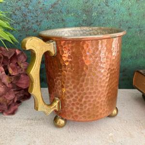 Jarra de Cobre con Relieve de Cerveza, Base con Bolas de Latón Dorado, Antideslizante, con Asa de Estilo Vintage, 100% Cobre, para Uso en Bares - Product Image 4