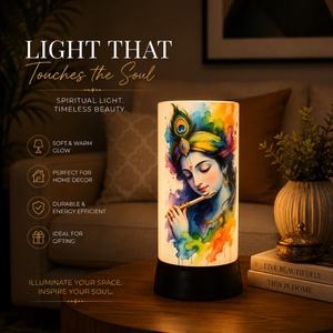 Lord Krishna LED Table <b>Lamp</b> Colorful Flute Peacock <b>Feather</b> Design Decorative Night Light for Bedroom Living Room Spiritual Gift - Product Image 3