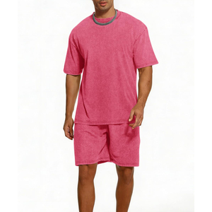 Conjunto de 2 Piezas de Verano para Hombre, Estilo Acid Wash, Transpirable, Camiseta y Pantalones Cortos para Correr, Manga Corta - Product Image 1