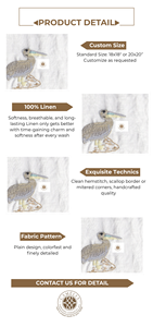 Serviette en lin avec un héron, des surpiqûres élégantes qui évoquent un style de repas calme et raffiné. - Product Image 2