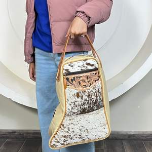 Sac à chaussures en cuir de vachette fait main, sac de rangement durable en toile pour chaussures, idéal pour les voyages, la gym, le travail, organisateur léger à fermeture éclair pour chaussures - Product Image 4