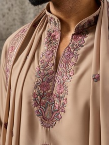 Elegant Black Japanese Lachka Embroidered <b>Kurta</b> Dupatta Set <b>men</b> - Product Image 2