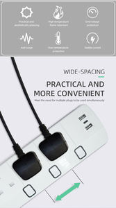 Multiprise avec interrupteur de surcharge et ports USB, série PLUS, 3 prises, câble de 5 m, entièrement en cuivre, blanche - Product Image 5